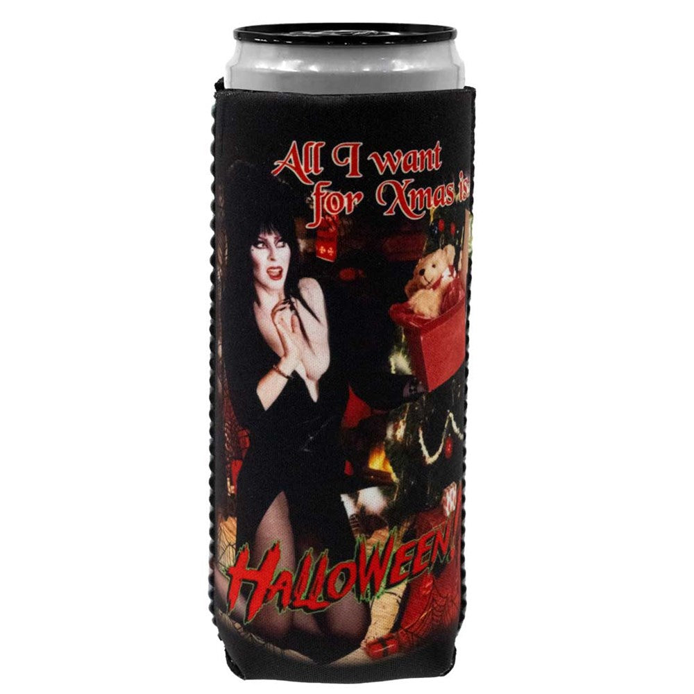 Elvira All I Want Xmas Halloween Slim Can Cooler