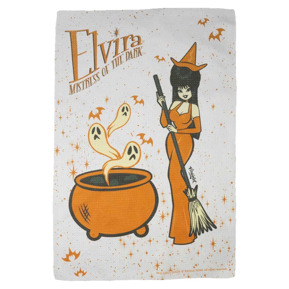 Elvira Vintage Witch Cauldron Dish Towel