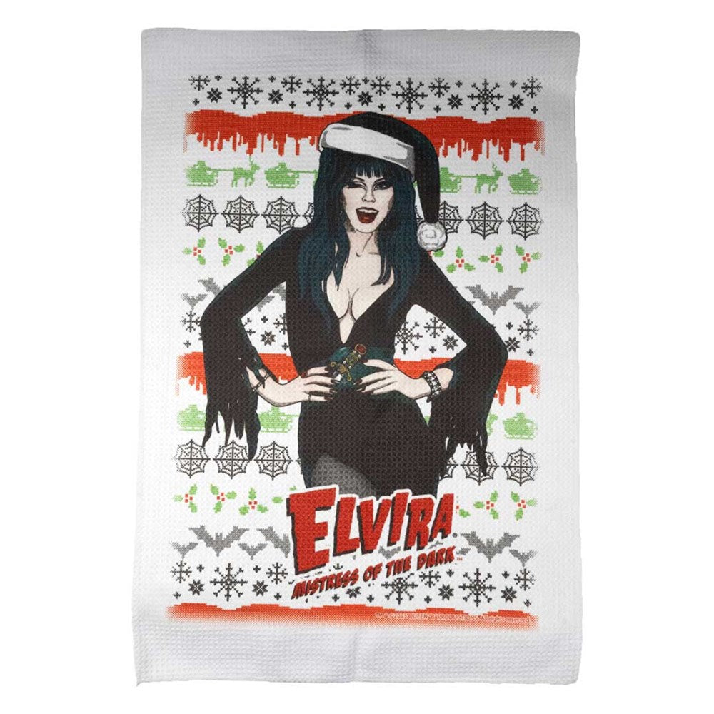 Elvira Wink Xmas Sweater Dish Towel