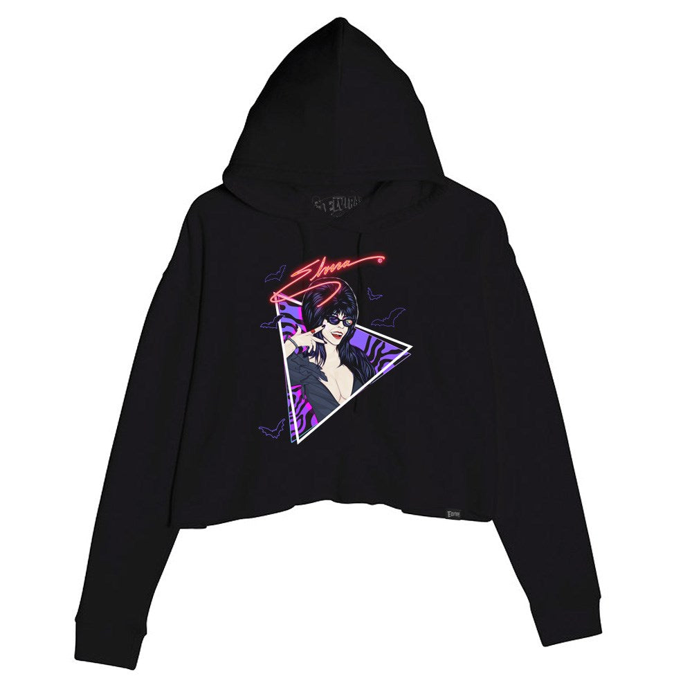 Elvira New Wave Bats Crop Womens Hoodie
