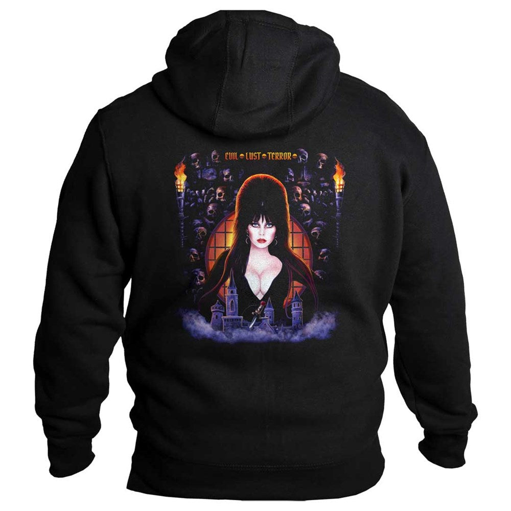 Elvira Haunted Hills Skulls Mens Hoodie