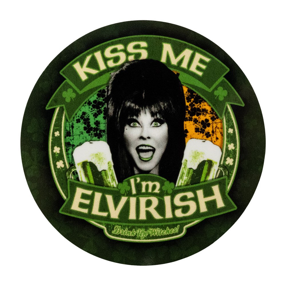 Elvira Kiss Me Flag Round Magnet