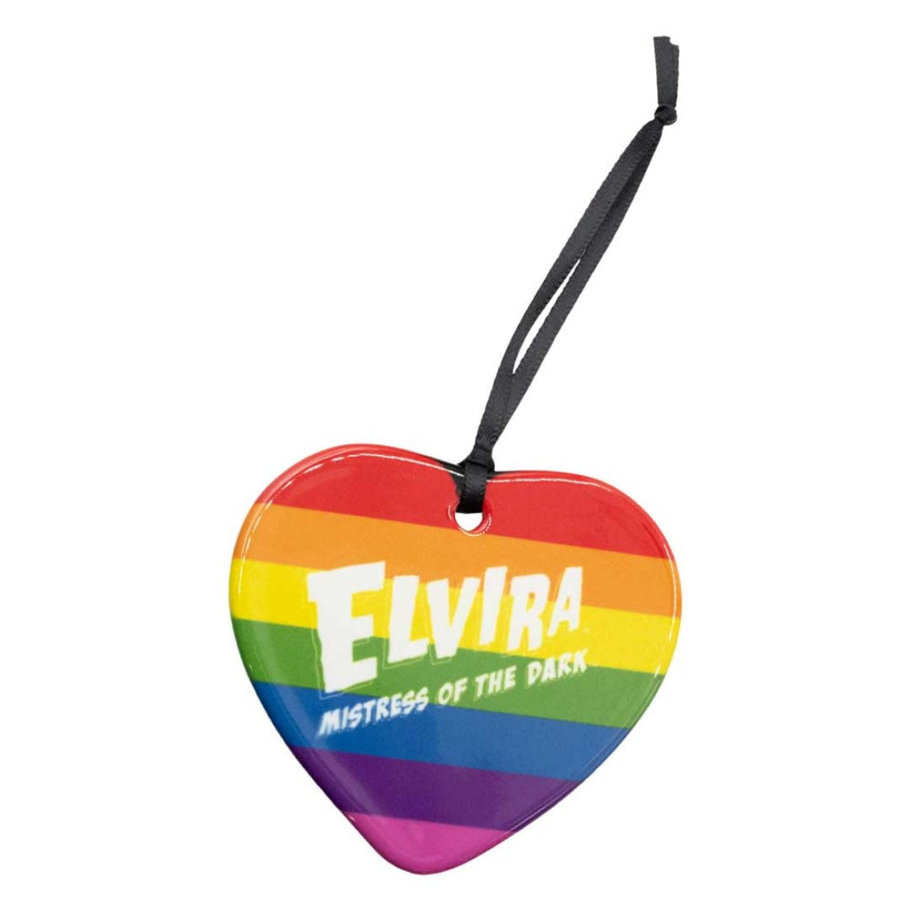 Elvira Pride Rainbow Heart Ornament