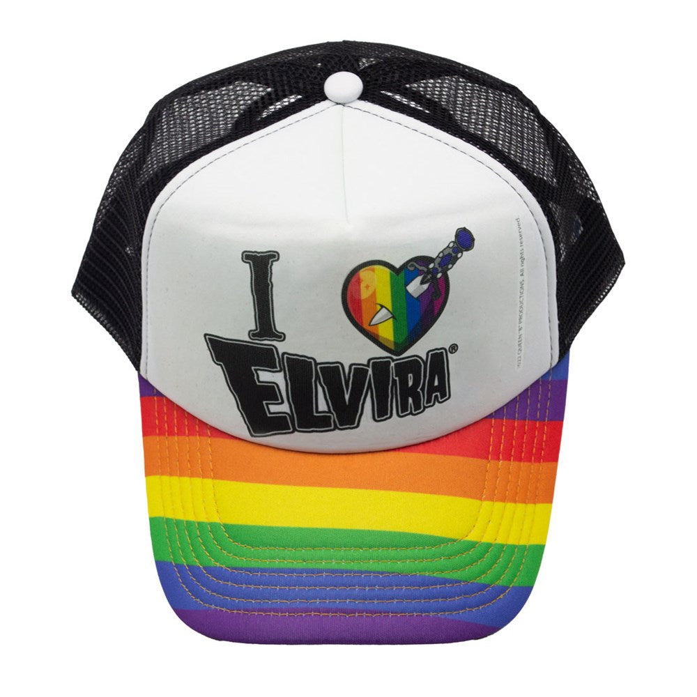 Elvira I Heart Dagger Rainbow Trucker Hat
