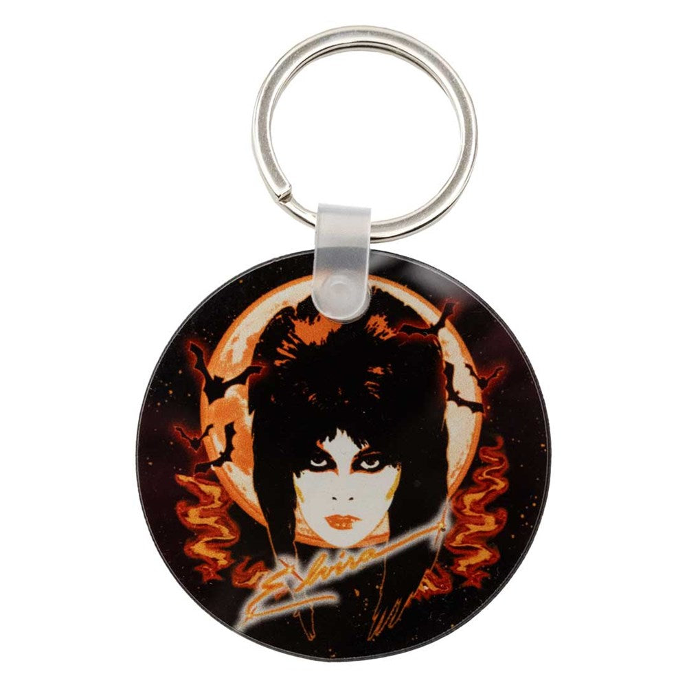 Elvira 80s Moon Orange Round Acrylic Keychain