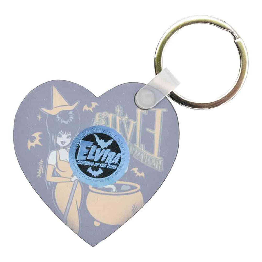 Elvira Vintage Witch Cauldron Heart Keychain