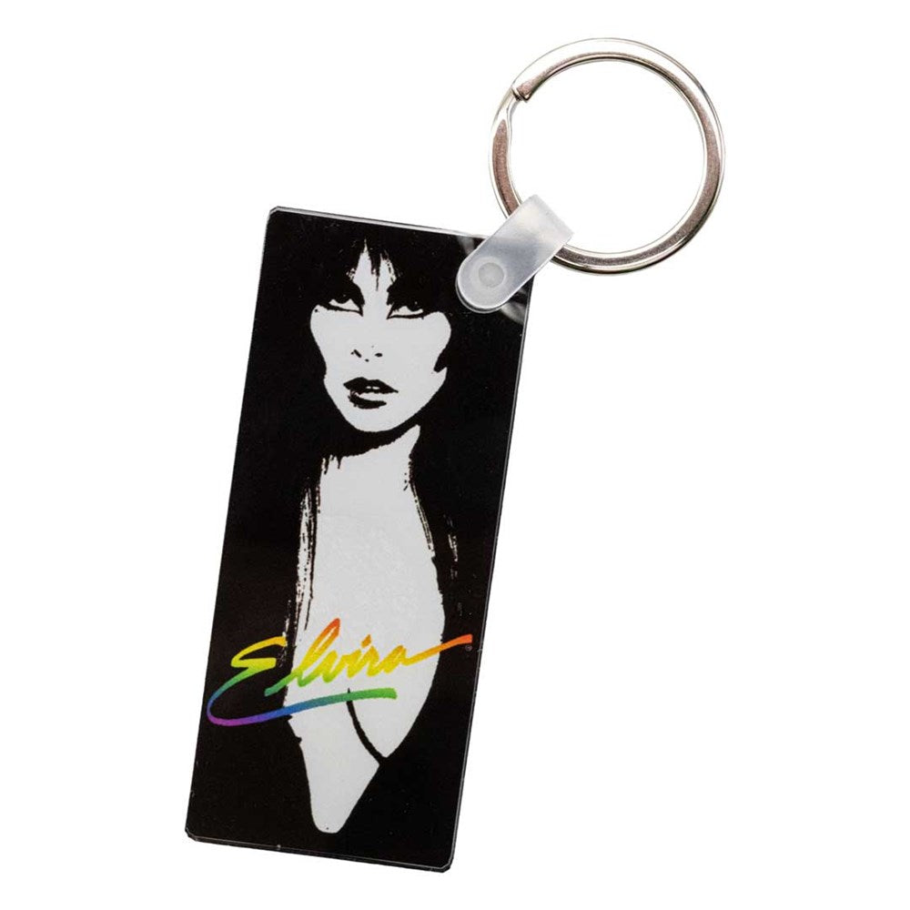 Elvira 1983 Rainbow Rectangle Acrylic Keychain