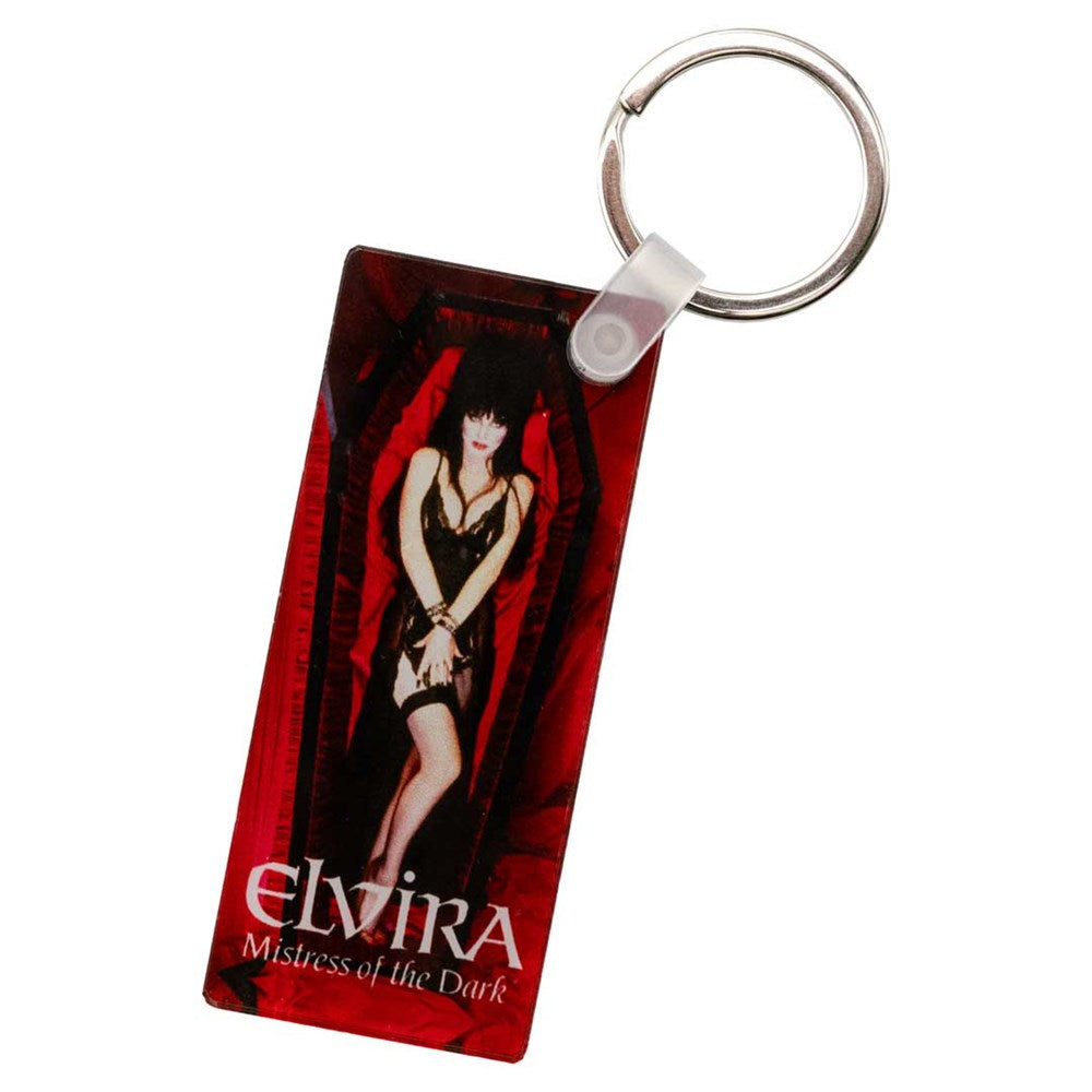 Elvira Red Coffin Rectangle Acrylic Keychain