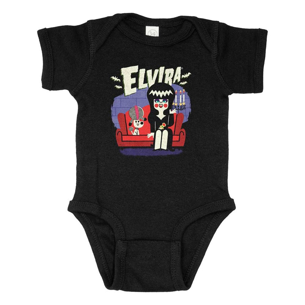 Elvira And Gonk Couch Black Onesie