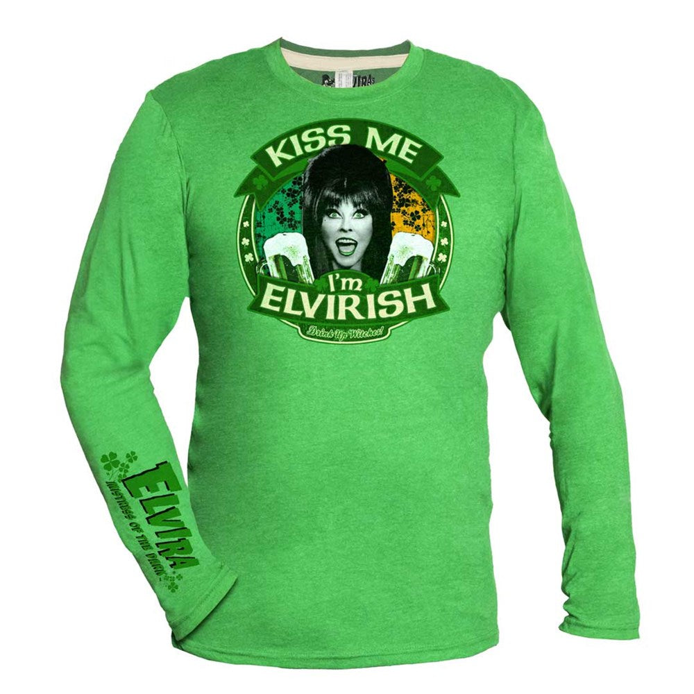Elvira Kiss Me Flag Green Long Sleeve Shirt