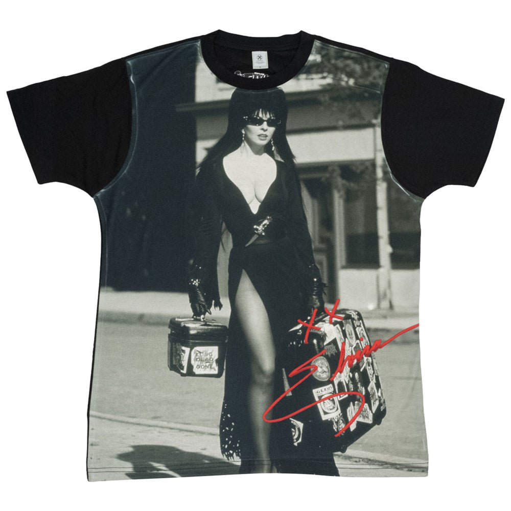 Elvira Black And White Luggage Jumbo Print T-shirt