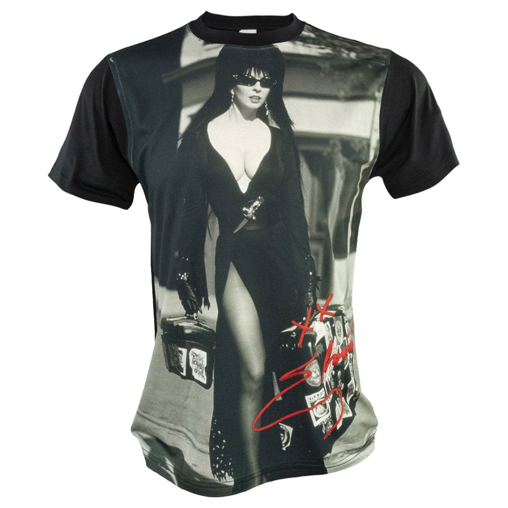 Elvira Black And White Luggage Jumbo Print T-shirt