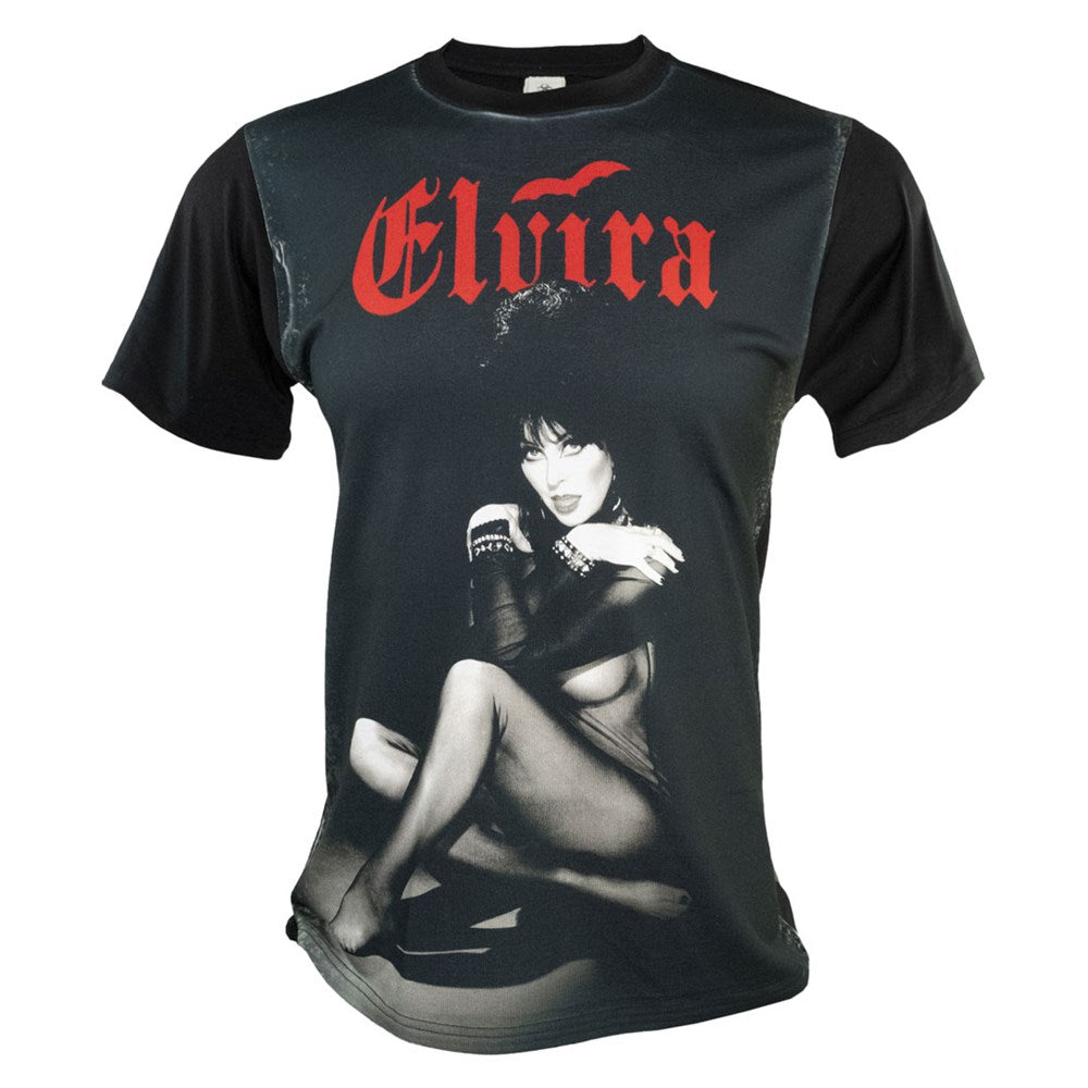 Elvira Black And White Sheer Jumbo Print T-shirt