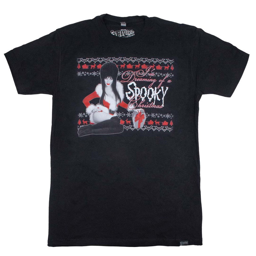 Elvira Dreaming Of A Spooky Xmas Mens Tshirt