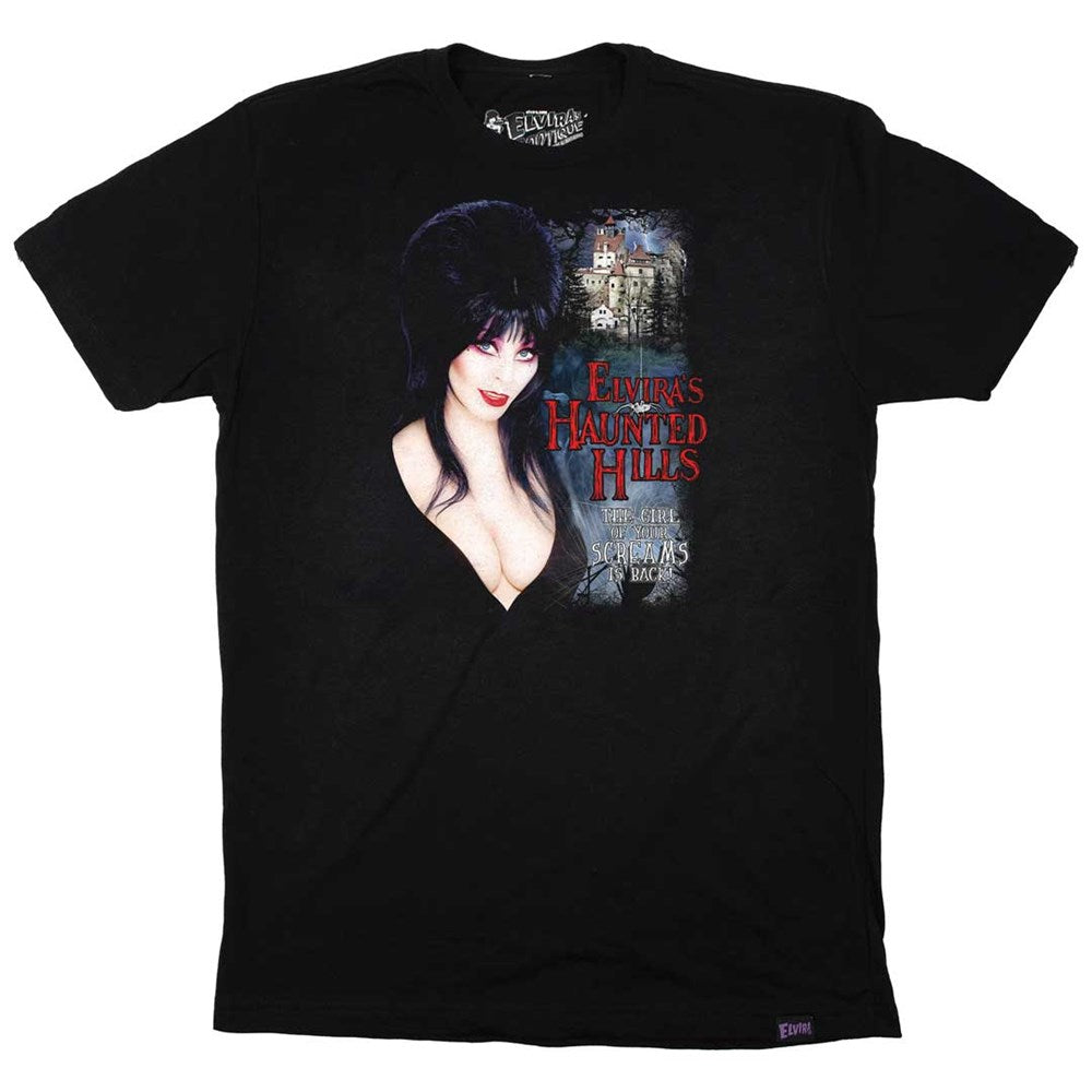 Elvira Haunted Hills Cover Mens Black T-Shirt