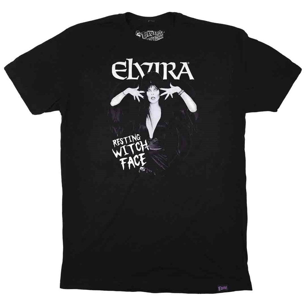 Elvira Resting Witch Face Mens Black T-shirt