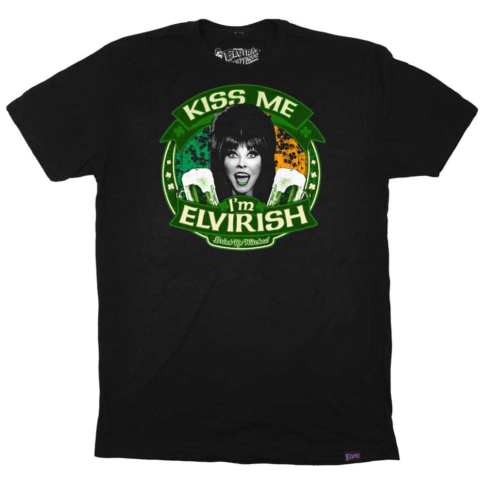 Elvira Kiss Me Flag Black T-shirt