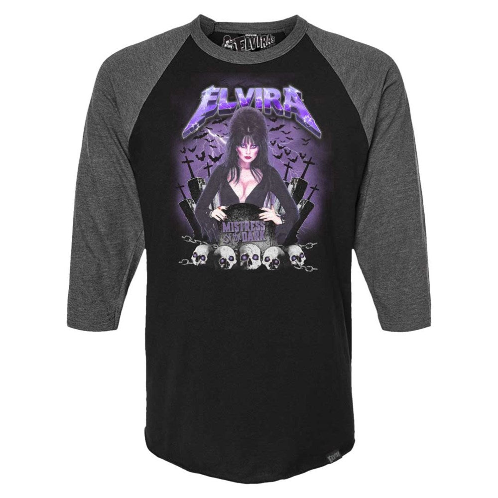 ELVIRA ロンT Elvira Ride The Bats 3/4 Sleeve Raglan Charcoal Shirt