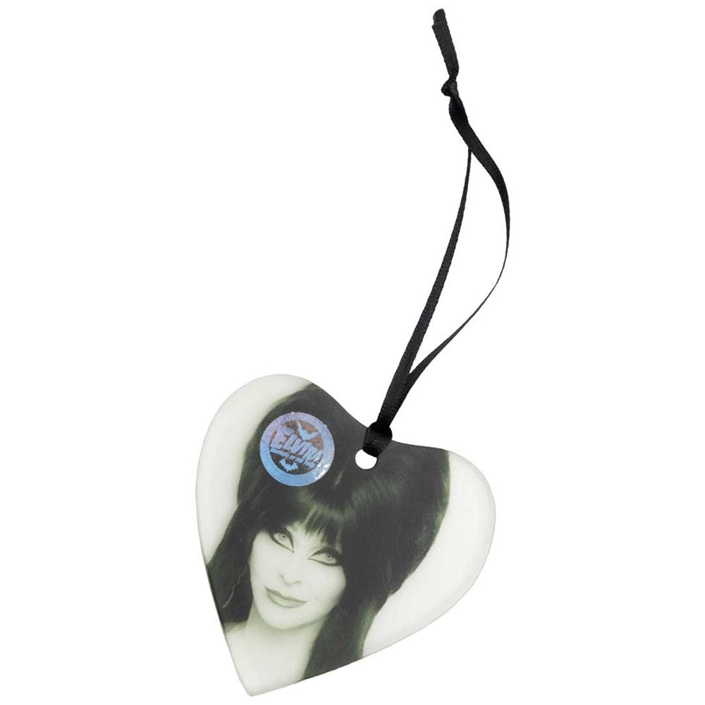 Elvira Smile Portrait Glass Heart Ornament