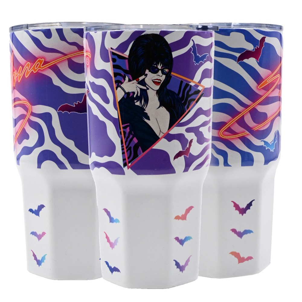 Elvira New Wave Bats Polar Ice Tumbler