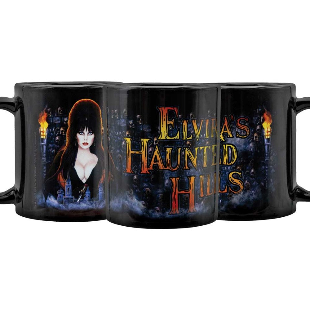 Elvira Haunted Hills Skulls Black Mug