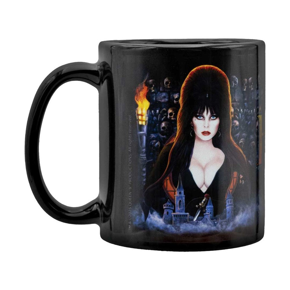 Elvira Haunted Hills Skulls Black Mug