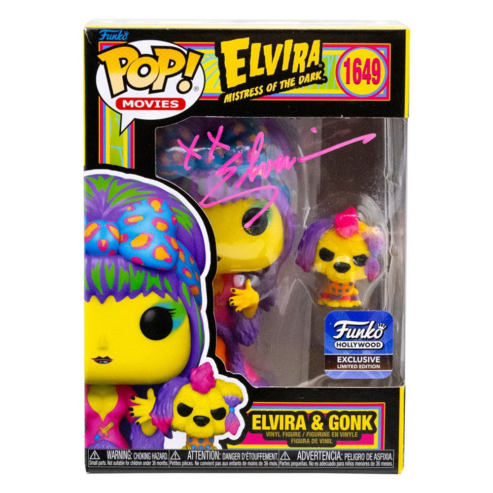 Elvira & Gonk Signed Blacklight Exclusive Funko Pop #1649