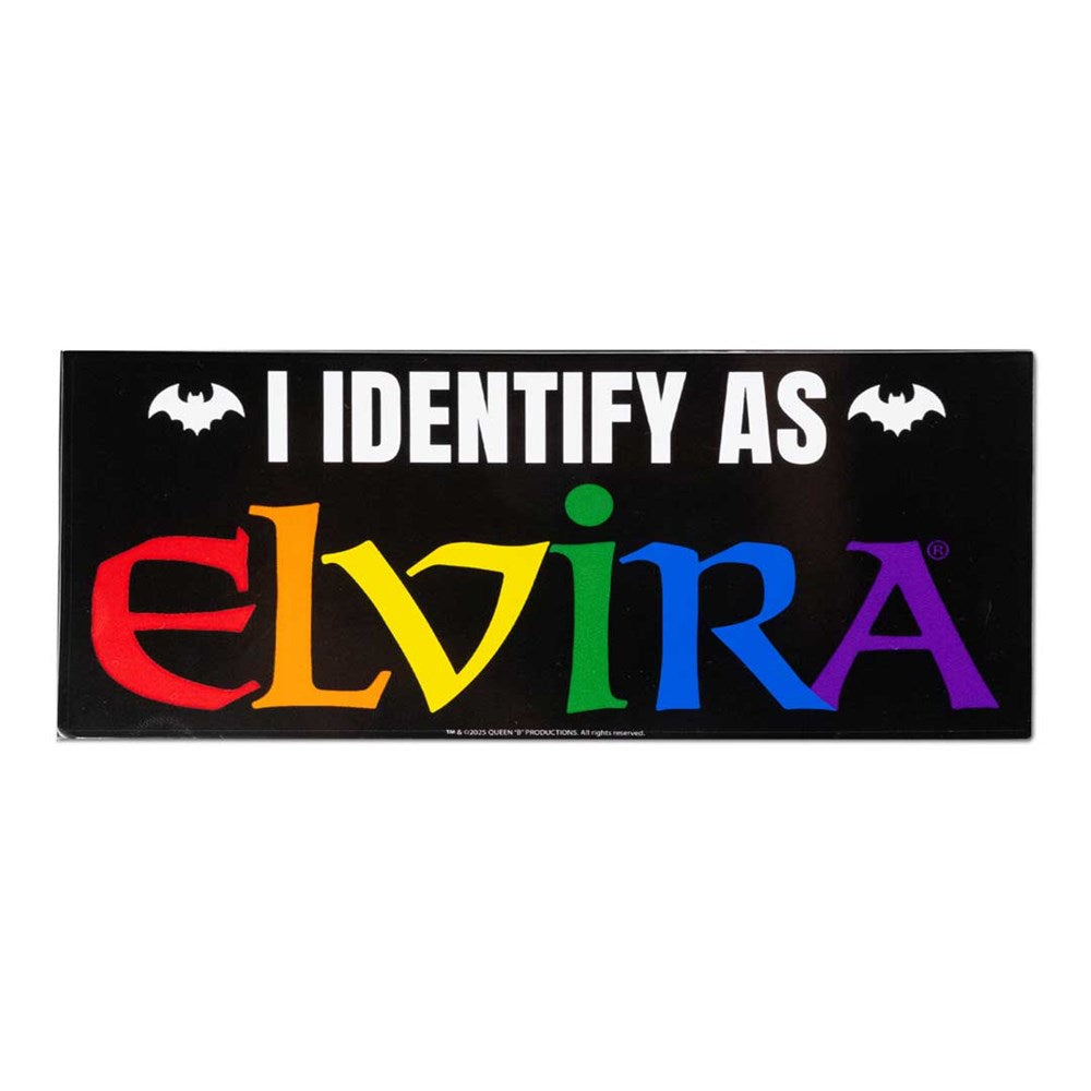 I Identify As Elvira Rainbow Slogan Bumper Sticker