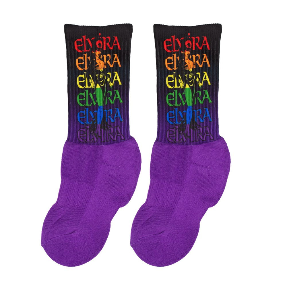 Elvira Rainbow Stripes Logo Athletic Socks