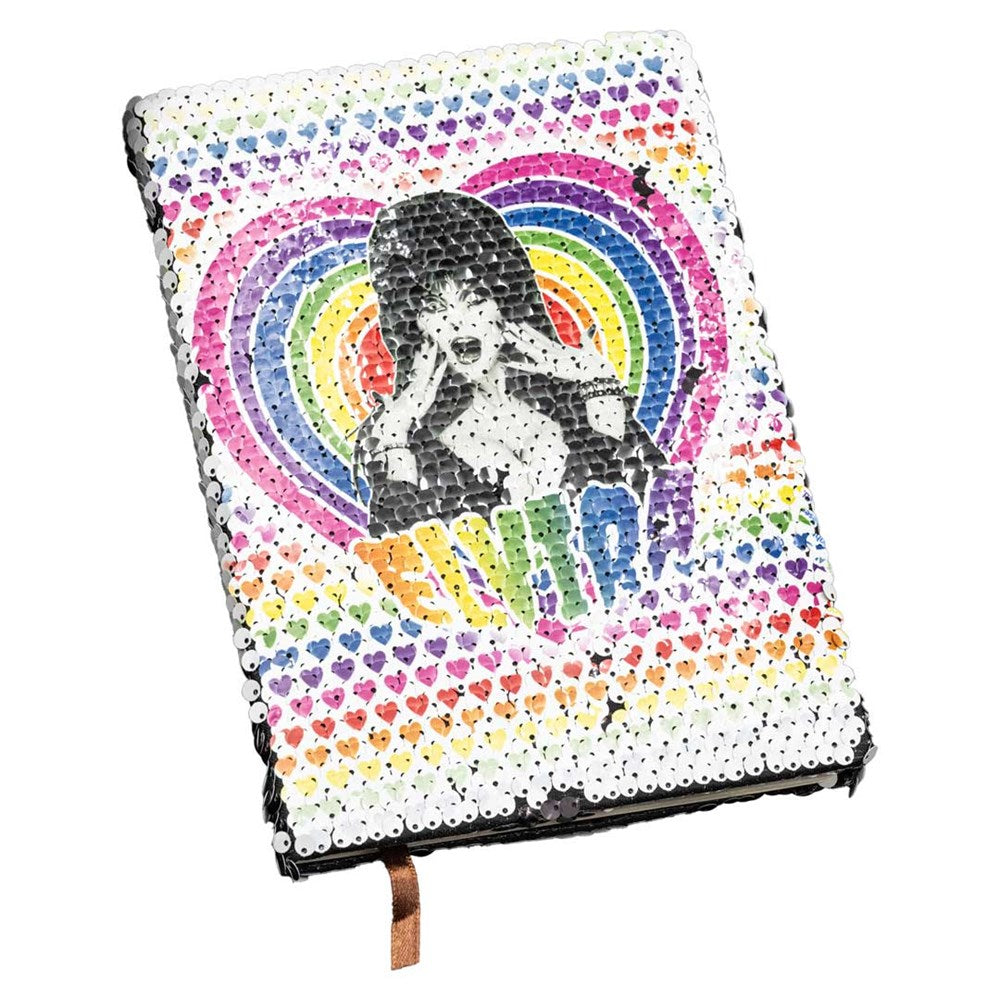Elvira Rainbow Hypno Heart Flip Sequin Notebook