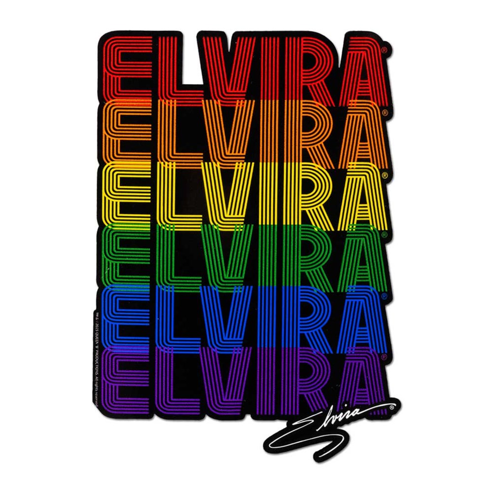 Elvira Rainbow Text Repeat Sticker