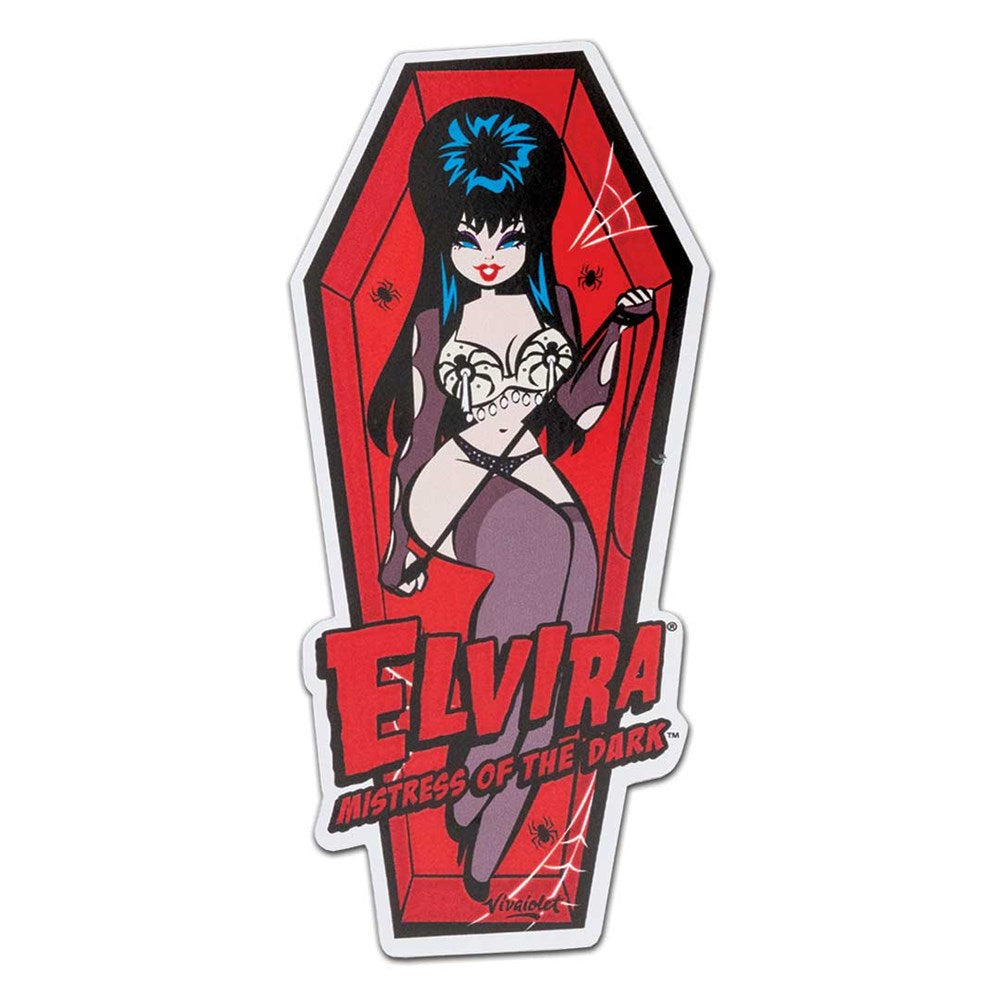 Elvira Viva Spider Coffin Sticker