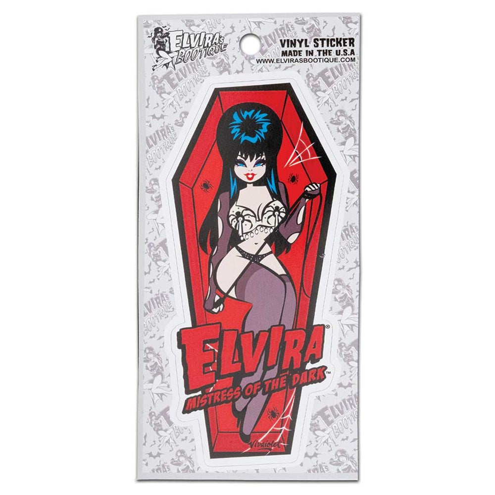 Elvira Viva Spider Coffin Sticker