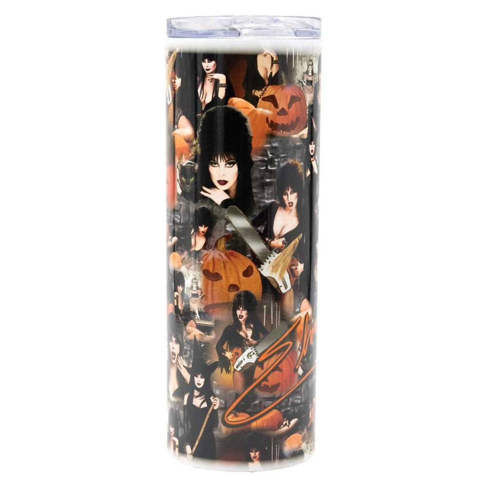 Elvira Halloween Photo Repeat Skinny Tumbler