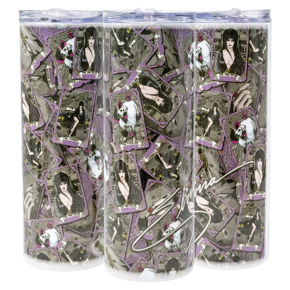 Elvira Tarot Card Repeat Skinny Tumbler