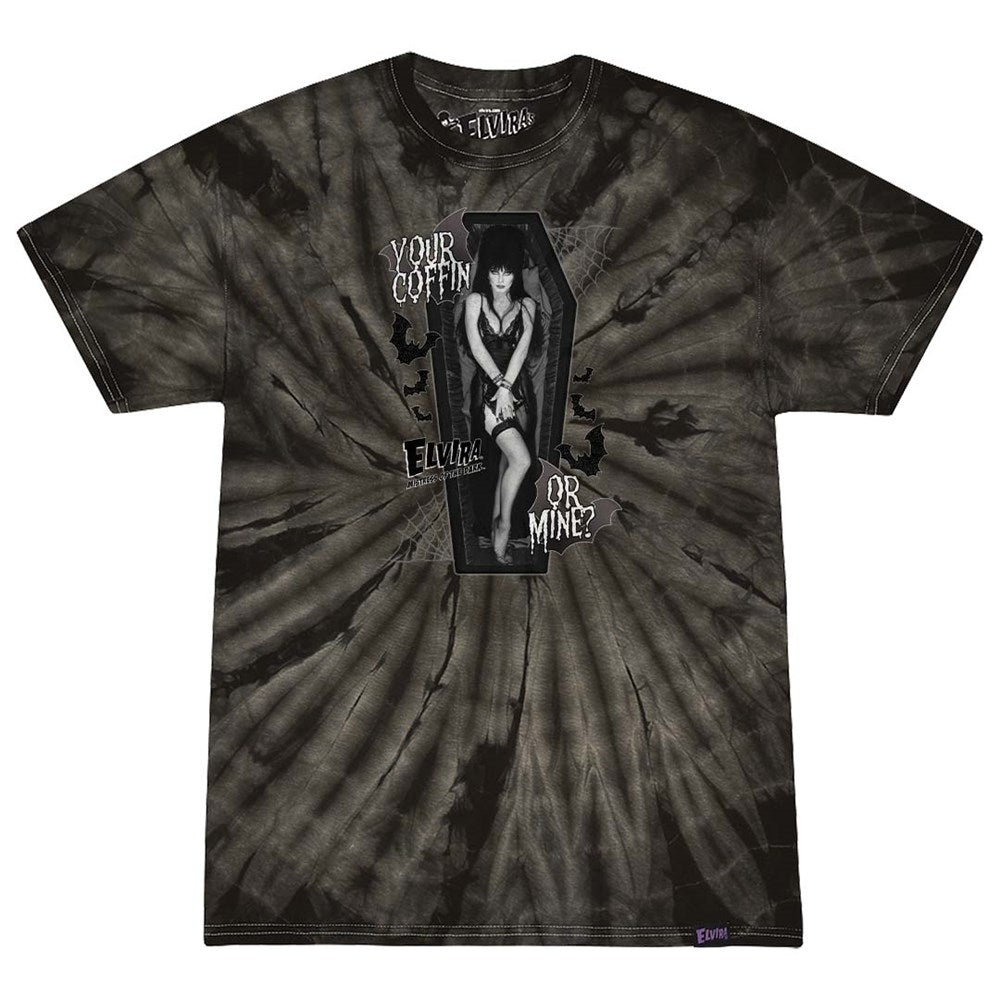 Elvira Your Coffin Or Mine Tie Dye Black Tshirt