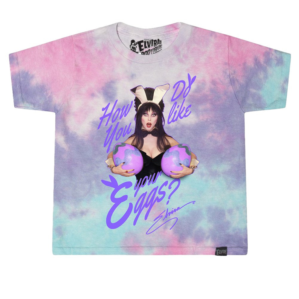 Elvira Like Your Eggs Pastel Crop Tie Dye Tee
