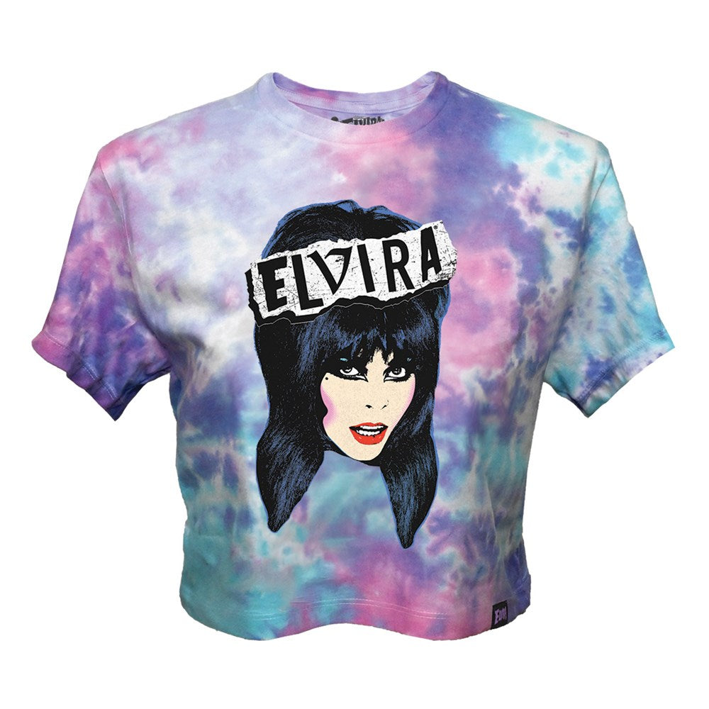 Elvira Punk Pop Art Pastel Crop Tie Dye Tee