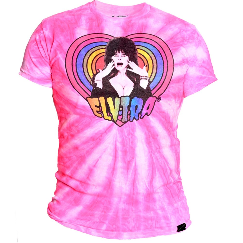 Elvira Rainbow Hypno Heart Tie Dye Pink Tshirt