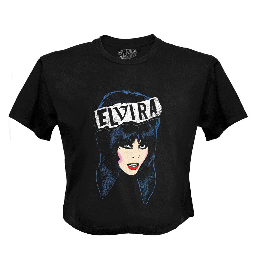 Elvira Punk Pop Art Black Crop Tee