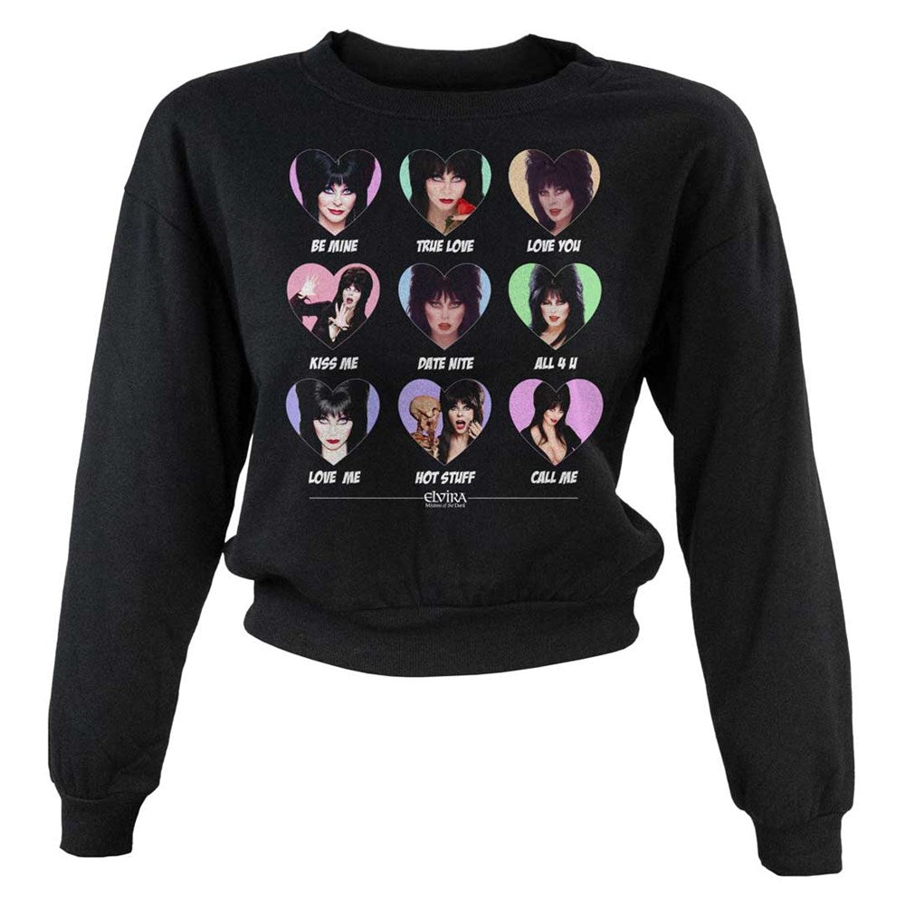 Elvira Sweet Hearts Repeat Womens Pullover Crop Sweater Top