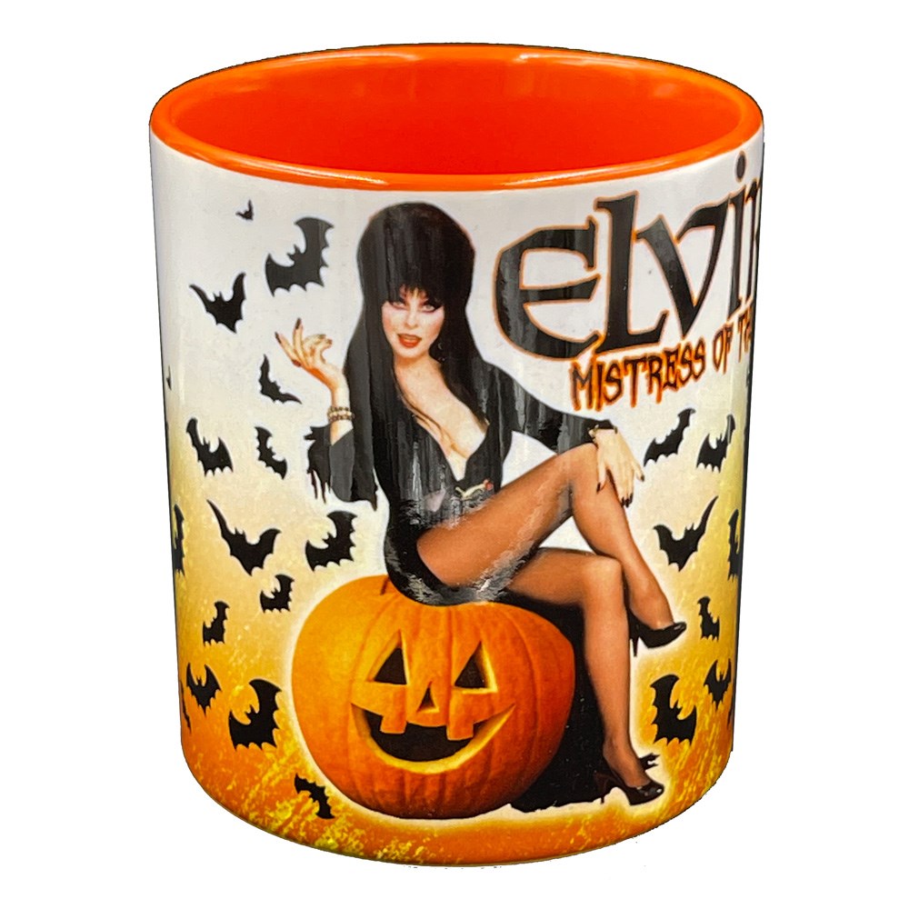 Elvira Harvest Bats Orange Rim Mug