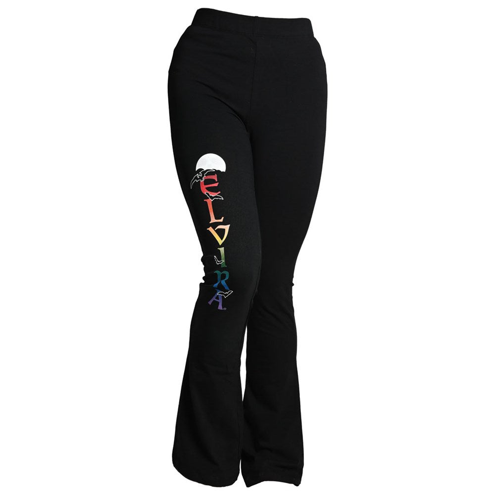 Elvira Rainbow Skull Moon Flare Yoga Leggings