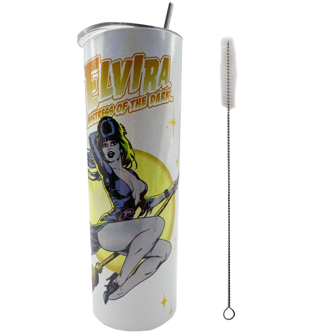 Elvira Comic Witch Glitter Skinny Tumbler