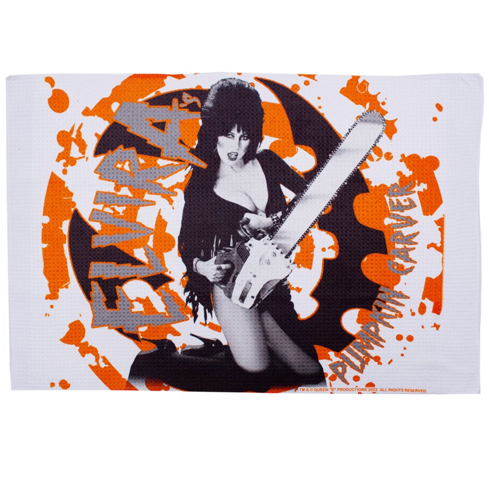 Elvira Pumpkin Carving Dish Towel