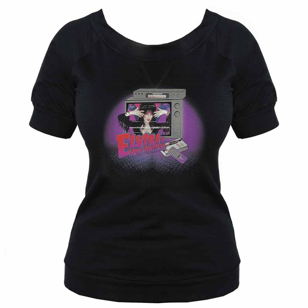 Elvira Movie Mayhem Black Shoulder Top