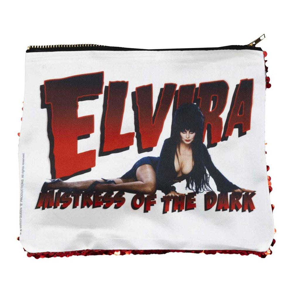 Elvira Lay Down Red Sequin Make Up Bag