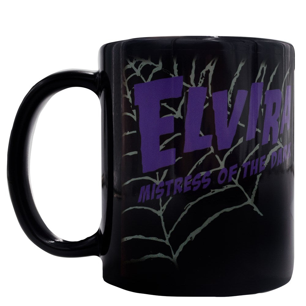 Elvira Black Cat Purple Web Mug