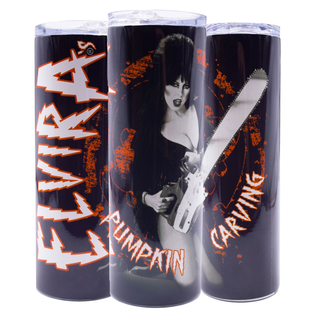 Elvira Pumpkin Carving Skinny Tumbler