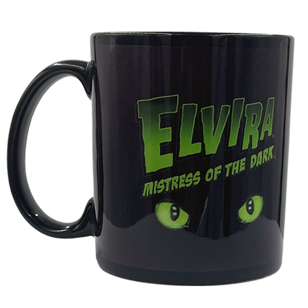 Elvira Black Cat Green Eyes Mug